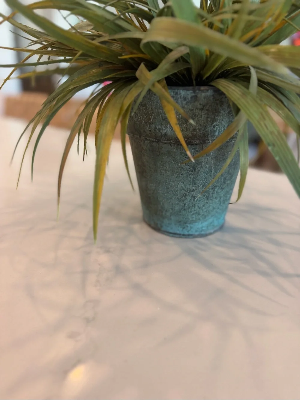 Michaels Faux Green Grass Arrangement in Patina Green Planter